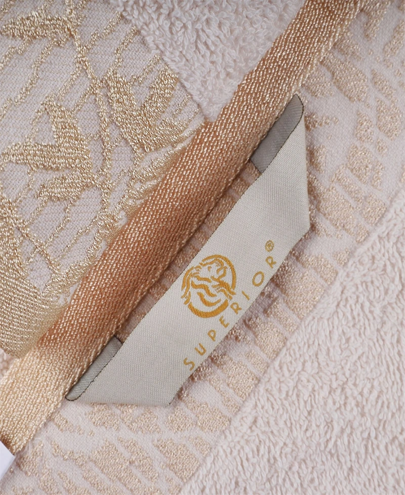 Superior Wisteria Floral Embroidered Jacquard Border Cotton 4 Piece Hand Towel Sets