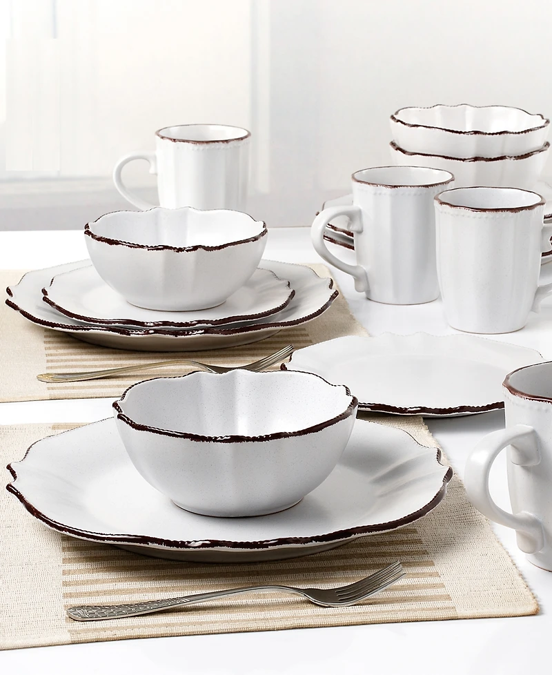 Lorren Home Trends Scalloped Edge 16 Piece Service for 4 Dinnerware Set