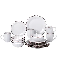 Lorren Home Trends Scalloped Edge 16 Piece Service for 4 Dinnerware Set