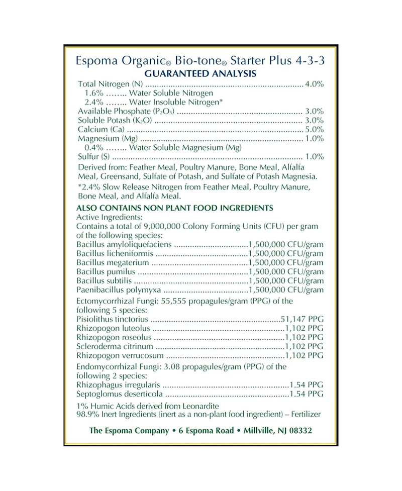 Espoma Organic Bio Tone Starter Plus Starter Plant Food