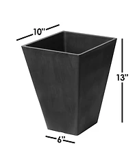 Algreen 17326 Valencia Square Flower Pot Planter 10 Inch Black