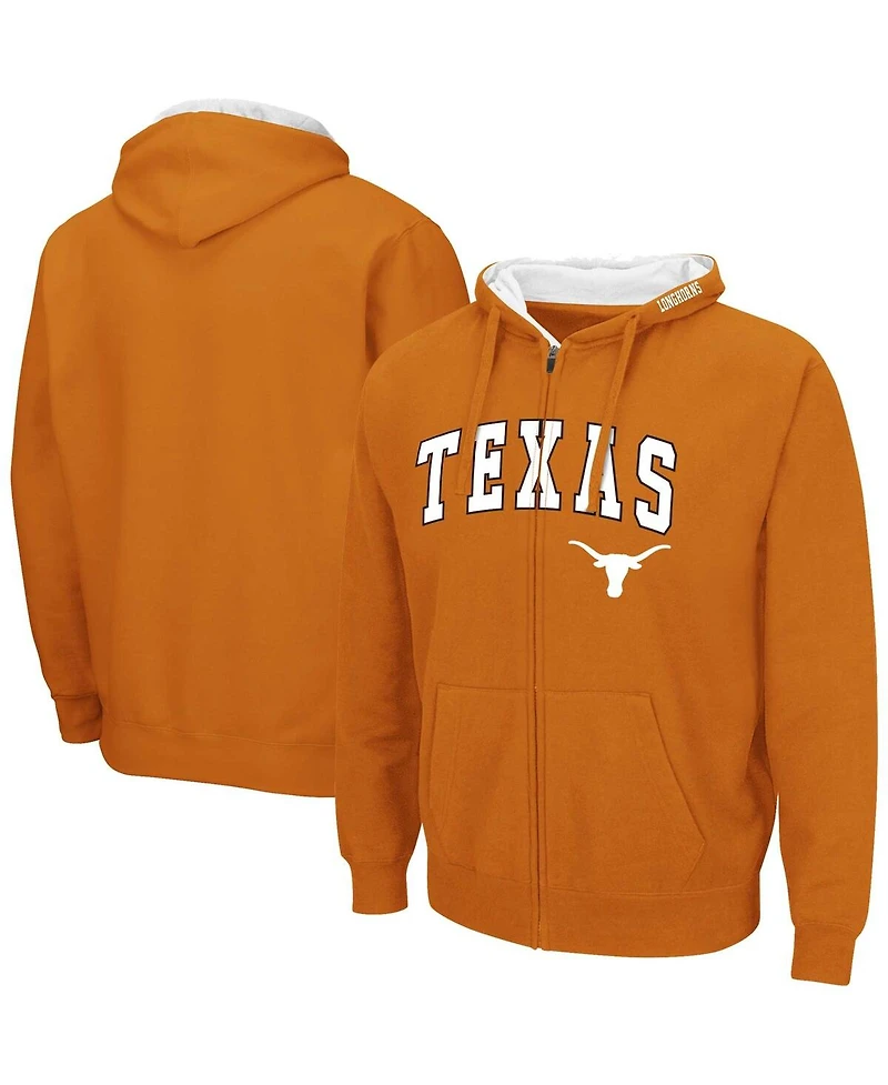 Men's Colosseum Texas Orange Longhorns Arch & Team Logo 3.0 Full-Zip Hoodie