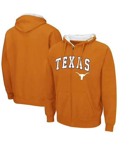 Men's Colosseum Texas Orange Longhorns Arch & Team Logo 3.0 Full-Zip Hoodie