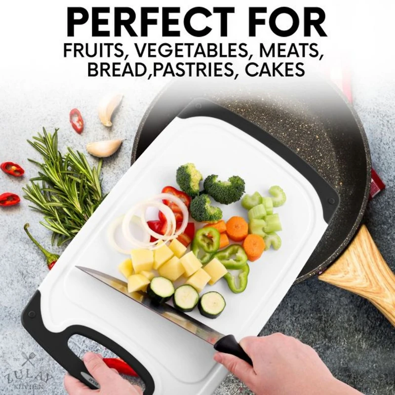 3 Piece Set Non Slip Kitchen Cutting Board With Juice Groove