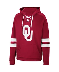 Men's Colosseum Crimson Oklahoma Sooners Lace-Up 4.0 Pullover Hoodie