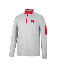 Men's Colosseum Heathered Gray, Scarlet Nebraska Huskers Country Club Windshirt Quarter-Zip Jacket