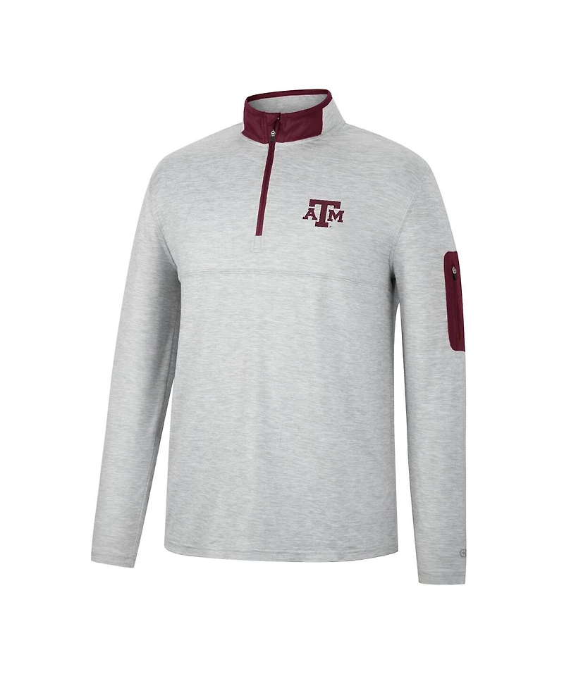 Men's Colosseum Heathered Gray, Maroon Texas A&M Aggies Country Club Windshirt Quarter-Zip Jacket