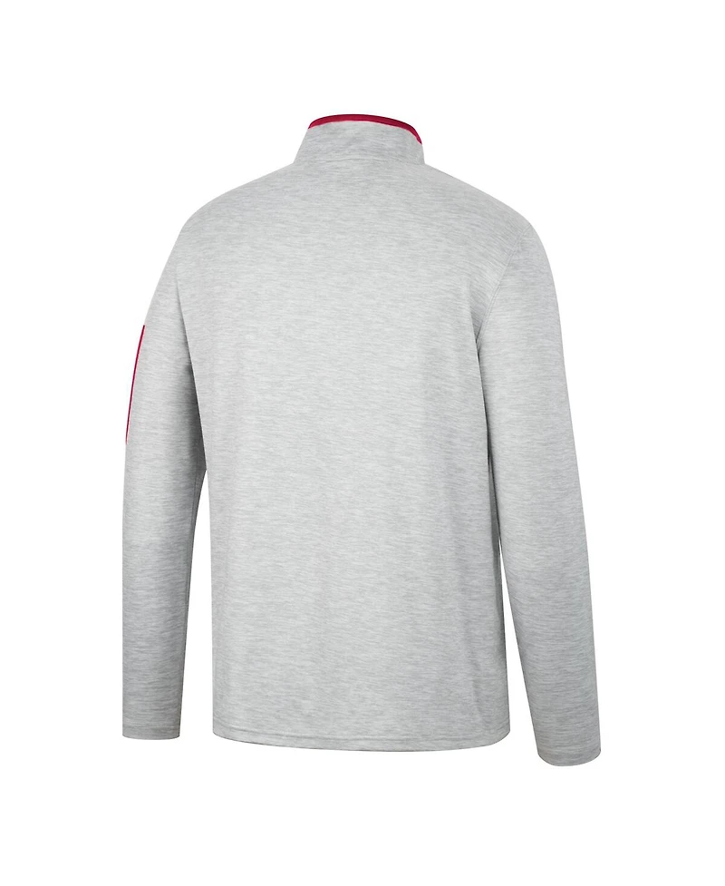 Men's Colosseum Heathered Gray, Crimson Washington State Cougars Country Club Windshirt Quarter-Zip Jacket