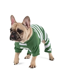 Leveret Dog Cotton Pajamas, Striped Green and White, Matching Family Christmas Pajamas