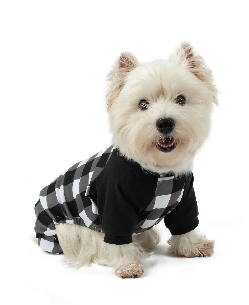 Leveret Dog Cotton Pajamas, Plaid Black and White, Matching Family Christmas Pajamas