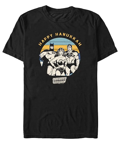 Fifth Sun Men's Justice League Retro Hanukkah Short Sleeves T-shirt