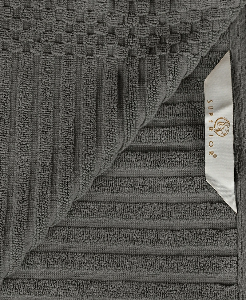 Superior Soho Checkered Border Cotton 2 Piece Bath Towel Set, 54" x 27"