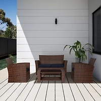 WestinTrends 4 Piece Outdoor Wicker Rattan Conversation Sofa set with Coffee table