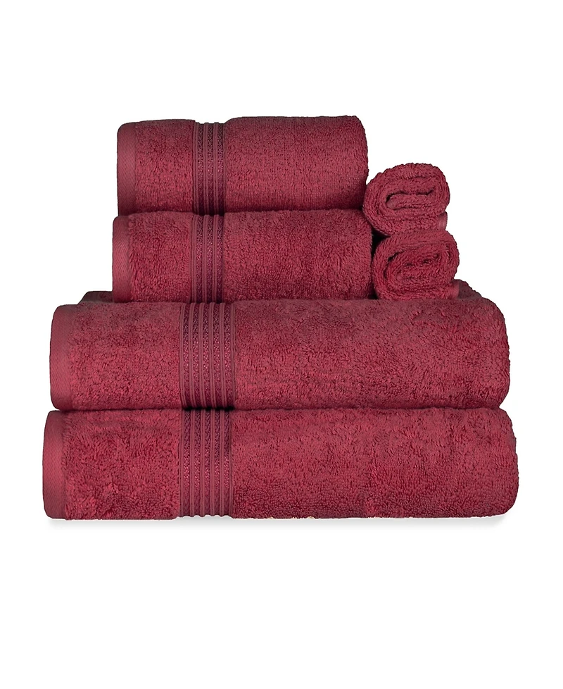Superior Solid Quick Drying Egyptian Cotton 6 Piece Bath Towel Set