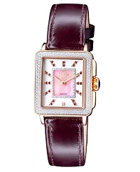 GV2 by Gevril Women's Padova Gemstone Swiss Quartz Diamond Accent Purple Hand Made Italian Leather Strap Watch 27mm x 30mm