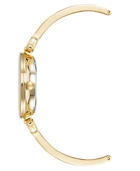 Anne Klein Women's Gold-Tone Alloy Bangle with White Enamel and Crystal Accents Fashion Watch 33mm Set 3 Pieces