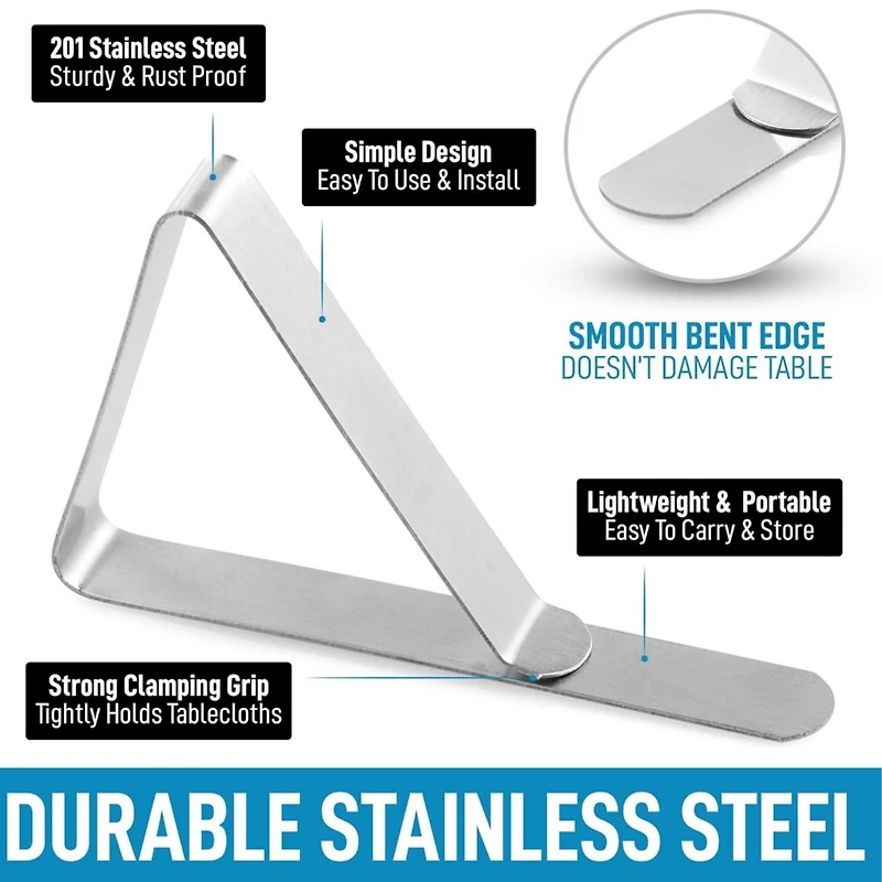 30 Pack Tablecloth Clips - Durable Stainless Steel Table Cloth Clips & Cover Clamps