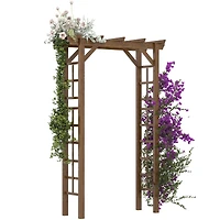 Outsunny 7' Wood Steel Outdoor Garden Arched Trellis Arbor w/ Fir Wood
