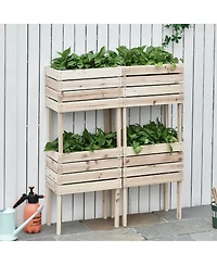 Raised Garden Beds, Set of 4 Wood Box Planters, Draining