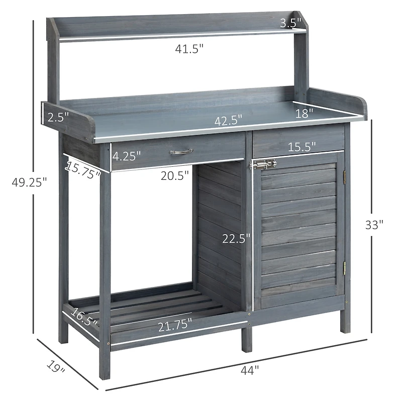 Outsunny Potting Bench Prep Table with Faucet, and Storage