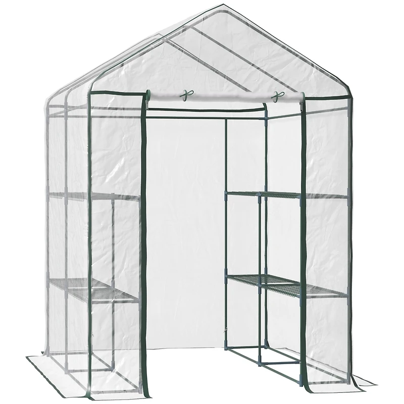 Outsunny 56" x 56" x 77" Outdoor Walk-In house with 3 Shelves,