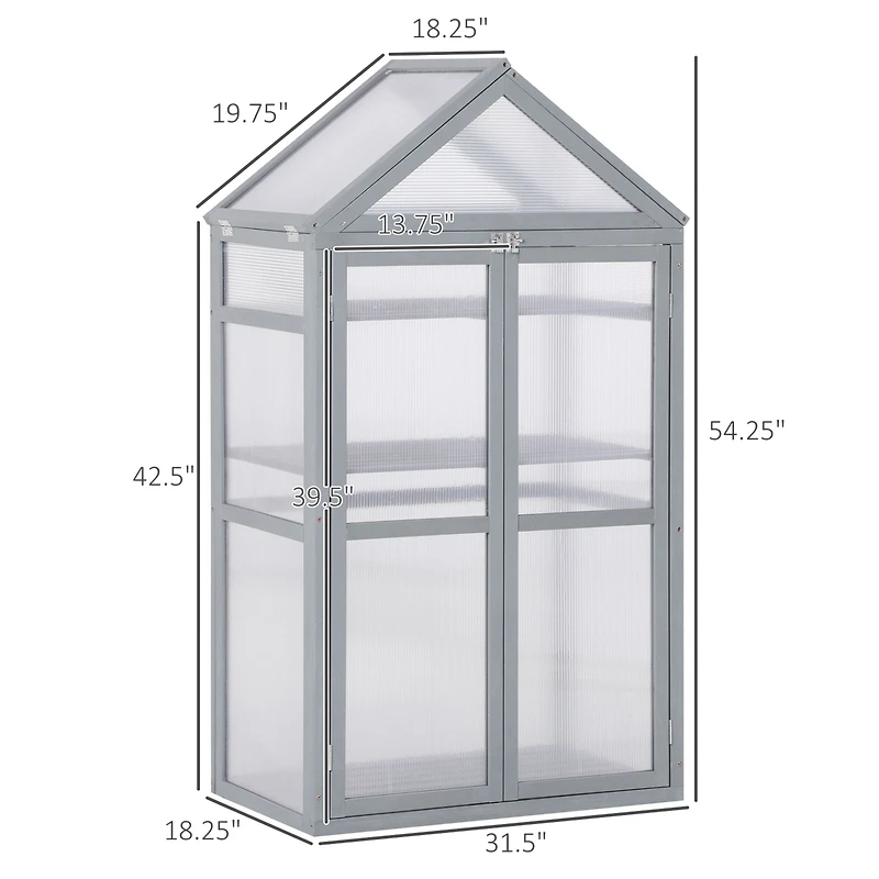Outsunny 32" x 19" x 54" Wood Cold Frame house w/ Adjustable Shelves