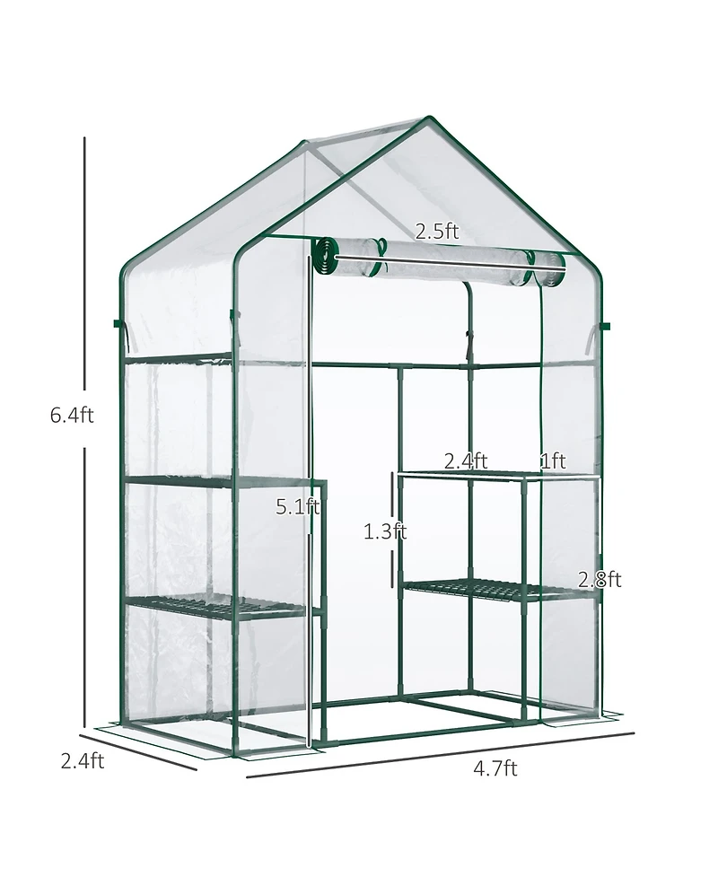 Outsunny 56" x 29" x 77" Small Walk-in house w/3 Tier Shleves