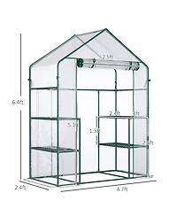 Outsunny 56" x 29" x 77" Small Walk-in house w/3 Tier Shleves