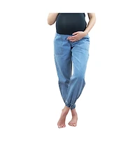 Indigo Poppy Maternity Jogger Jeans with Belly Band