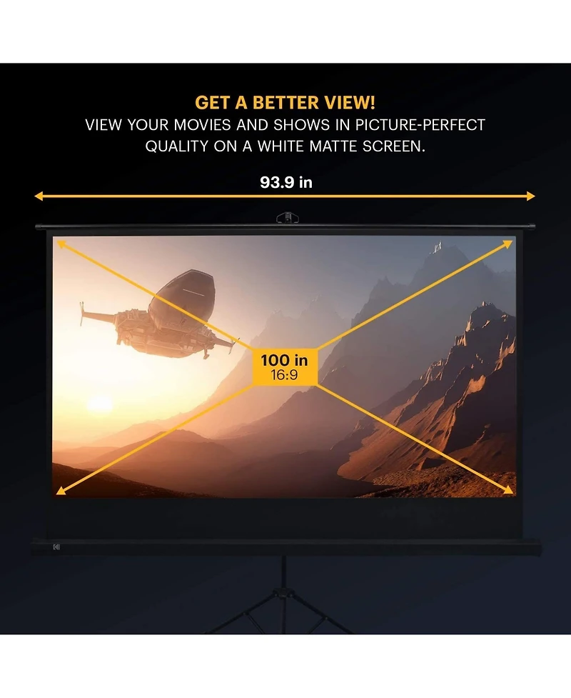 Kodak 100" Portable Projector Screen with Stand & Lightweight Carry Bag