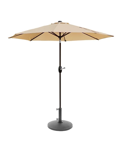 9 Ft Outdoor Patio Market Table Umbrella with Round Resin Base