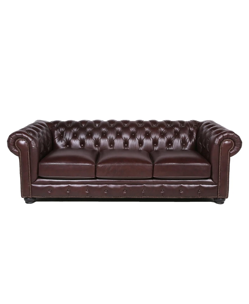 Alexandon Leather Chesterfield Tufted Sofa with Roll Arm