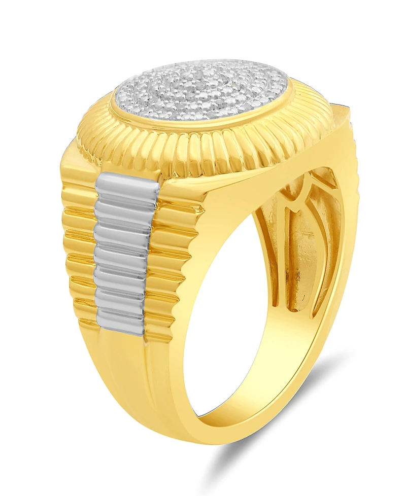 Men's Diamond Two-Tone Circle Cluster Style Ring (1/10 ct. t.w.) in 18k Gold-Plate Sterling Silver (Also in Sterling Silver)