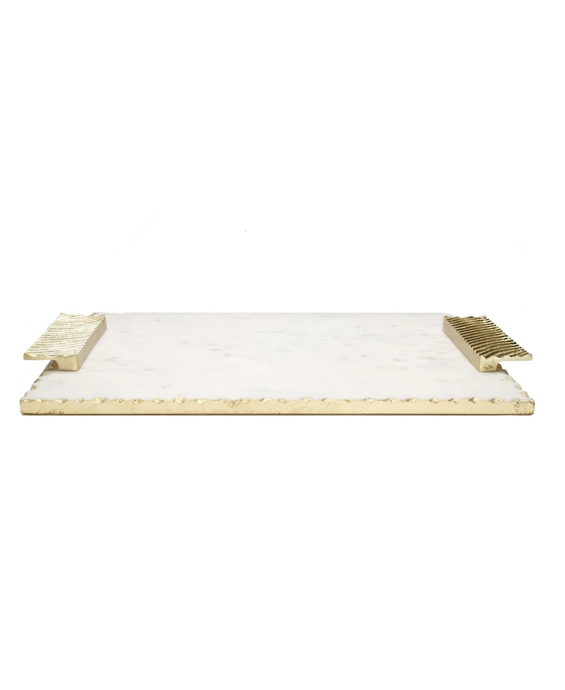 Classic Touch Marble Tray with Decorative Handles