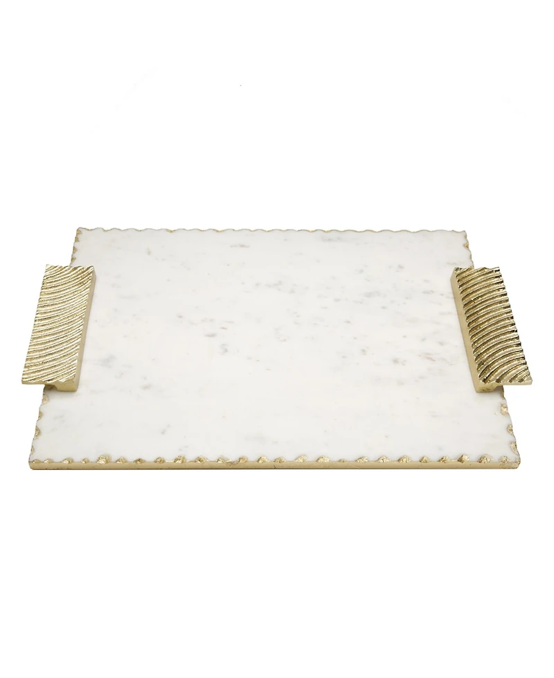 Classic Touch Marble Tray with Decorative Handles