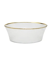 Classic Touch Pebbled Glass Bowl Raised Rim with Border