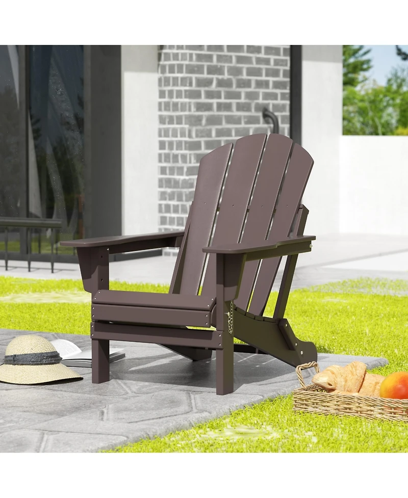 All-Weather Contoured Outdoor Poly Folding Adirondack Chair