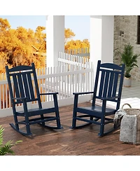 All-Weather Outdoor Patio Poly Classic Porch Rocking Chair (Set of 2)