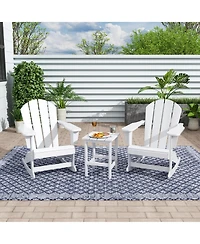 3 Piece set Outdoor Patio Poly Adirondack rocking chairs with side table