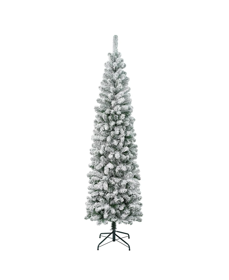 National Tree Company First Traditions 7.5' Acacia Pencil Slim Flocked Tree