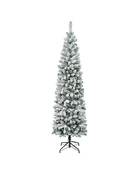 National Tree Company First Traditions 7.5' Acacia Pencil Slim Flocked Tree