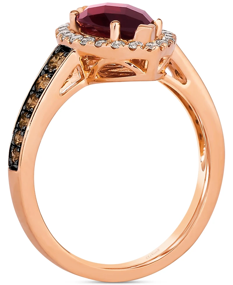 Le Vian Pomegranate Garnet (2 ct. t.w.) & Diamond (1/2 Halo Ring 14k Rose Gold