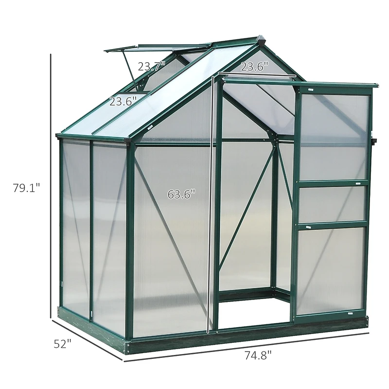 Outsunny 6' x 4' x 7' Large Polycarbonate Walk-in house,