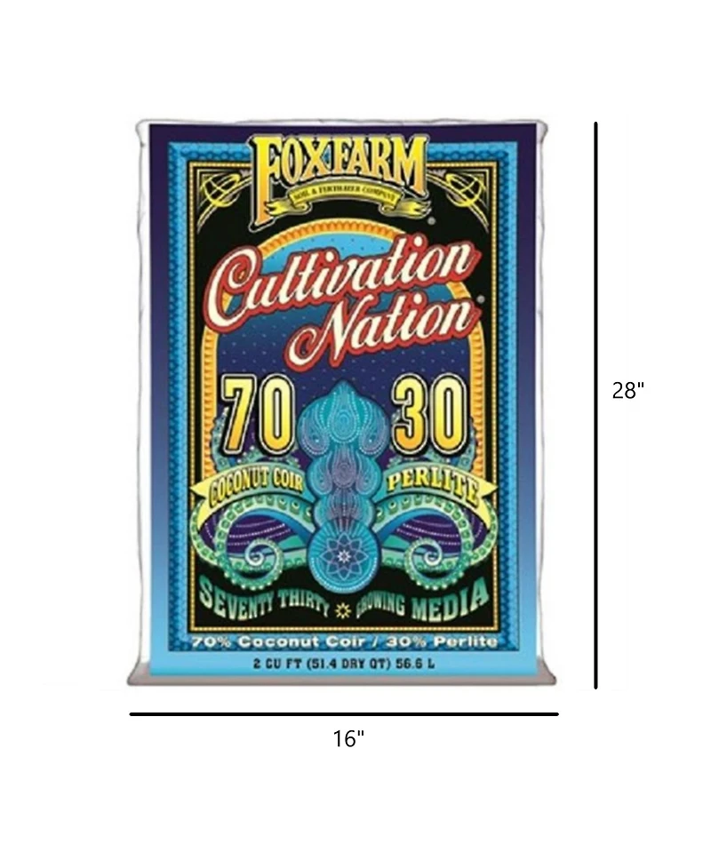 FoxFarm Cultivation Nation 70/30 Coconut Coir & Perlite, Blue, 2 cu Ft