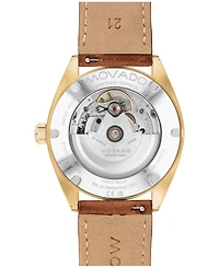 Movado Men's Heritage Datron Swiss Automatic Cognac Genuine Leather Strap Watch 40mm