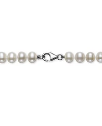 White Cultured Freshwater Pearl (6mm) Necklace and Matching Stud (7-1/2mm) Earrings Set Sterling Silver