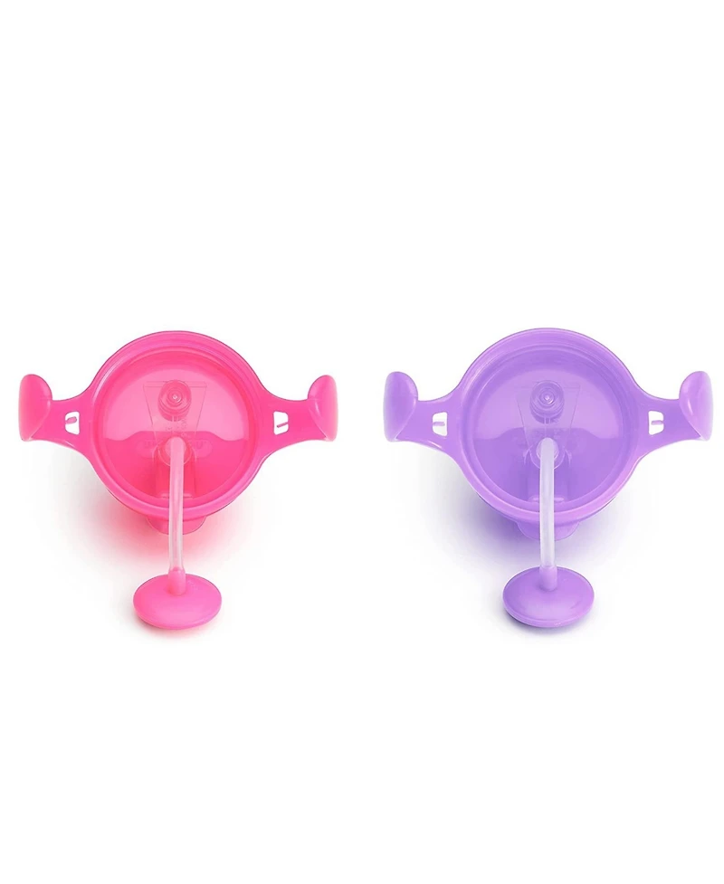 Munchkin Toddler Click Lock Weighted Straw Cup, 7 oz, Pink/Purple, Pack of 2