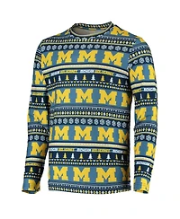 Men's Concepts Sport Navy Michigan Wolverines Ugly Sweater Knit Long Sleeve Top and Pant Set