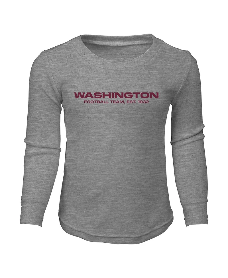 Big Boys Heather Gray Washington Football Team Long Sleeve T-shirt and Pants Sleep Set