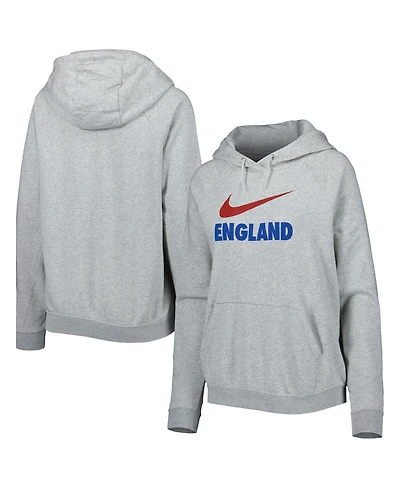 Women's Nike Heather Gray England National Team Lockup Varsity Fleece Raglan Pullover Hoodie